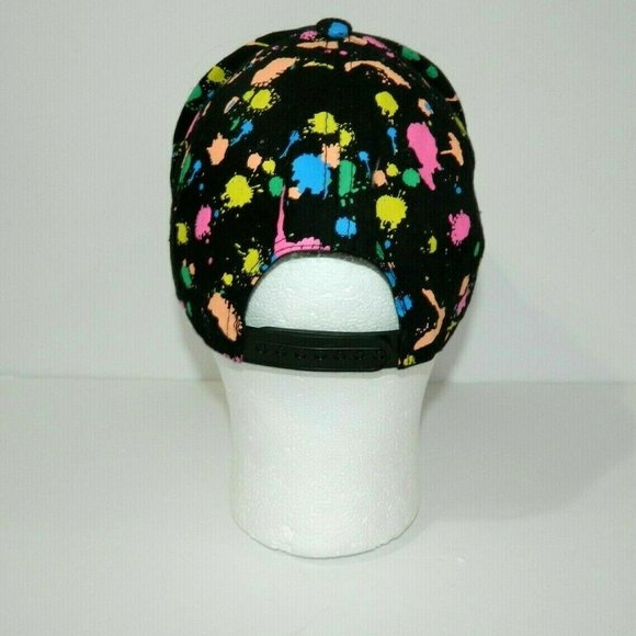 Headlines Black Snapback Hat Paint Splatter Drips - Picture 4 of 7
